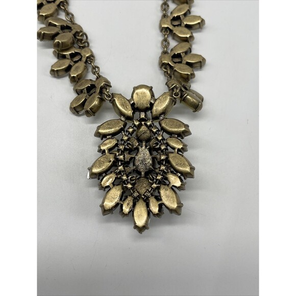 J Crew Neutral￼ Colored Crystal Large Medallion Continuous Statement Necklace - Picture 8 of 11